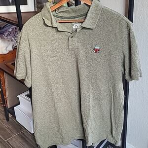 Men's STAR‎ WARS Top Polo Size LARGE Boba Fett Green Embroidered